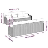 Tuinbankenset met opslag 9 pcs Beige en Crème poly rattan - thumbnail