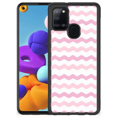 Samsung Galaxy A21s Bumper Case Waves Roze Samsung Galaxy A21s Bumper Case Waves Roze