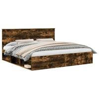 Bedframe Gerookt eiken 200 x 200 cm Massief grenenhout - thumbnail