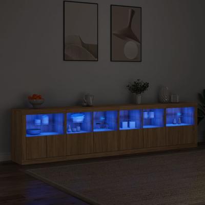Dressoir met LED-verlichting 283x37x67 cm sonoma eikenkleurig