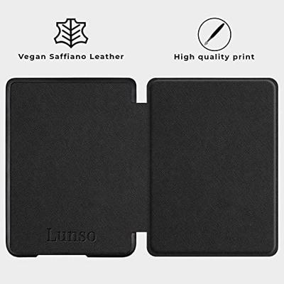 Lunso Kobo Clara HD hoes (6 inch) - Vegan Saffiano Leren sleepcover - Zwart