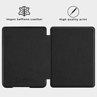 Lunso Kobo Clara HD hoes (6 inch) - Vegan Saffiano Leren sleepcover - Zwart - thumbnail