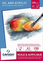 Schilderpapier Canson Graduate Oil & Acrylic 20vel 290gr A3 natuurlijk wit - thumbnail