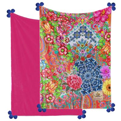 Plaid Hapiness Polyester Nr.8057 - Multi - 150x200cm - Bloem Maat: 150x200cm