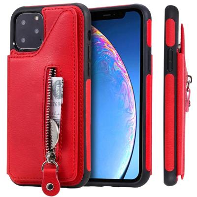 Voor iPhone 11 Pro effen kleur dubbele gesp rits schokbestendige beschermhoes (rood)