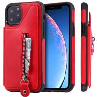 Voor iPhone 11 Pro effen kleur dubbele gesp rits schokbestendige beschermhoes (rood) - thumbnail