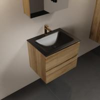 MONDIAZ AIVY 60cm badmeubel Chai, wastafel Urban solid surface midden 1 kraangat met spiegelkast (AI-351111URBAN-SI - AI-M60CHMI - AI-C60CHMI) - thumbnail