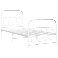 Bedframe met hoofd- en voeteneinde metaal wit 90x200 cm - thumbnail