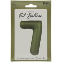 Folieballon Cijfer 7 Olijfgroen Mat (86cm) - thumbnail