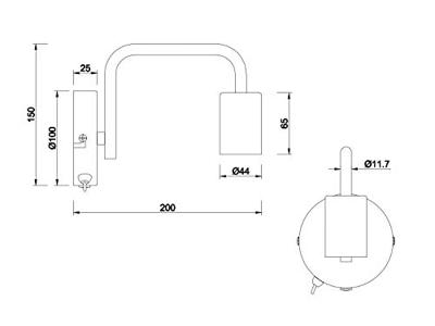 Trio Wand lampDiallo 15cm zwart - 208070132