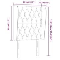 Hoofdbord met randen 83x23x118/128 cm stof lichtgrijs - thumbnail