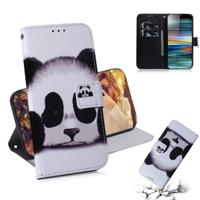Panda patroon gekleurde tekening horizontale Flip lederen case voor Sony Xperia 10 met houder & kaartsleuven & portemonnee - thumbnail