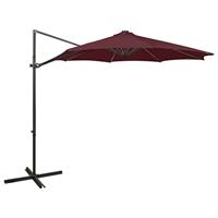 VidaXL Zweefparasol met paal en led-verlichting 300 cm bordeauxrood - thumbnail