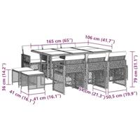 11-delige Tuinset met kussens poly rattan grijs - thumbnail
