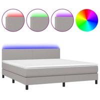 Boxspring met matras en LED stof lichtgrijs 160x200 cm - thumbnail