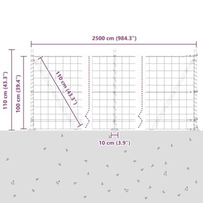 VidaXL Hek met paal grijs 1 x 25 m staal