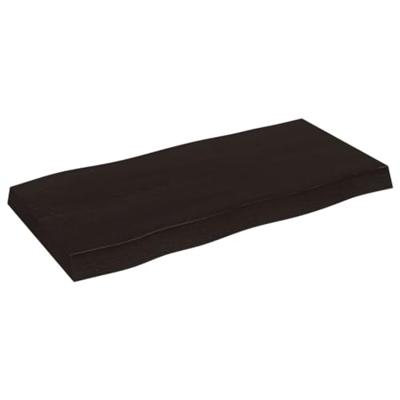 Tafelblad natuurlijke rand 80x40x(2-6) cm eikenhout donkerbruin