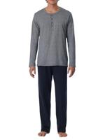 Schiesser Pyjama jeans blauw met knoopjes - thumbnail