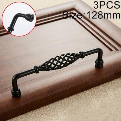 2 stuks 6099-128 klassieke Birdcage vorm ijzeren kast garderobe lade deurklink gat afstand: 128mm (mat zwart)