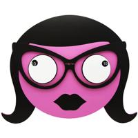 NeXtime NE-3110 Wandklok 44,5x36x3,7cm Hout, Roze, 'Mrs. Spectacles' - thumbnail