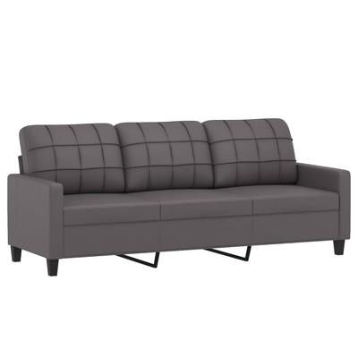 3-delige Loungeset met kussens kunstleer grijs - thumbnail
