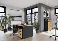 Germania Lissabon Bureautafel Grafiet | Eiken - thumbnail