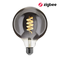 EcoDim Zigbee led lamp dimbaar E27, globe G125, Smokey 2000K-4000K - thumbnail