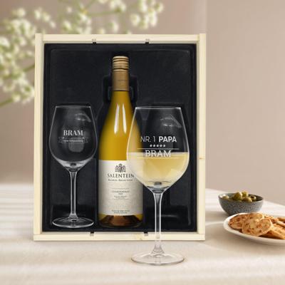 Wijnpakket met glas - Salentein Chardonnay (Gegraveerde glazen)