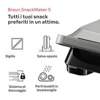 Grill - BRAUN - Sandwich Maker 5 SM5005 - 800 W - Roestvrij staal / Zwart - thumbnail