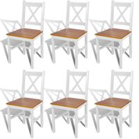 Eetkamerstoelen 6 st grenenhout wit - thumbnail