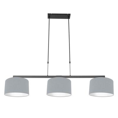 Steinhauer Hanglamp 3-lichtsStang zwart met kap lichtblauw - 3951ZW