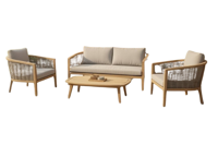 Mulhouse lounge set taupe alu/natural wicker/acacia teak look Eurofar - Eurofar - thumbnail