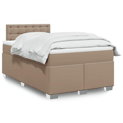 Boxspring met matras kunstleer cappuccinokleurig 120x190 cm - thumbnail