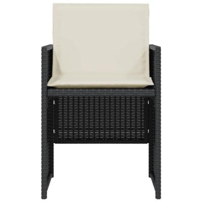 3-delige Bistroset met kussens poly rattan zwart - thumbnail