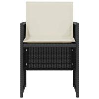 3-delige Bistroset met kussens poly rattan zwart - thumbnail