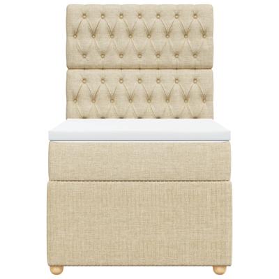 Boxspring met matras stof crèmekleurig 100x200 cm