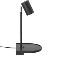 Bedlamp wandlamp met usb zwart en plankje &apos;Cody&apos; - thumbnail