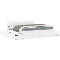 Bed met lades en matras massief grenenhout wit 200x200 cm - thumbnail