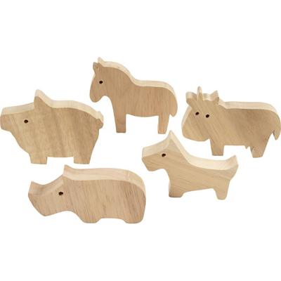 Creativ Company Houten dieren, boerderij, h: 4,5-8,7 cm, dikte 2 cm, 10 stuk/ 1 doos
