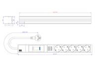 Bachmann 800.2949 Stekkerdoos 19 inch 5-voudig Grijs Randaarde stekker 1 stuk(s) - thumbnail