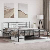 Bedframe met hoofd- en voeteneinde metaal zwart 193x203 cm - thumbnail