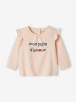 Babyshirt met opschrift van biologisch katoen lichtroze - thumbnail