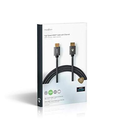 High Speed HDMI-kabel met Ethernet | HDMI-Connector - HDMI-Connector | Gun Metal Grey | Gevlochten Kabel