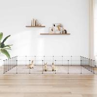 VidaXL Huisdierenkooi met deur 28 panelen 35x35 cm staal zwart - thumbnail