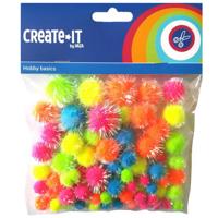 Haza Witbaard Glitter pompoms neon, 75st. - thumbnail