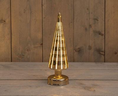 Kerstboompje glas ruit 10led warm wit 30x9 cm goud mat/glans Anna's Collection - Annas collection
