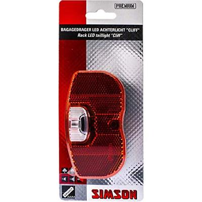 Simson batterij bagagedrager achterlicht ''cliff'' 1 led on/off