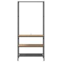 Kledingrek met planken artisanaal eikenkleurig 77 x 30 x 171 cm - thumbnail