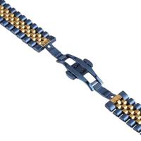 Stalen band - Donkerblauw met goud - Xiaomi Mi Watch / Xiaomi Watch 2 / Xiaomi Watch S1 / S2 / S3 / S4 - thumbnail