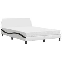 Bed met matras kunstleer wit en zwart 140x200 cm - thumbnail